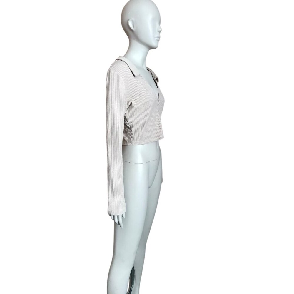 Princess Polly Tan Ribbed Cropped Jacket - Picture 3 of 5